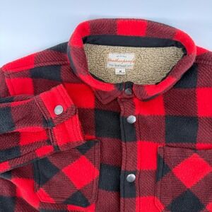 Weatherproof VTG Buffalo Plaid Sherpa Lined Fleece Jacket Kid M 10 12 Red Black
